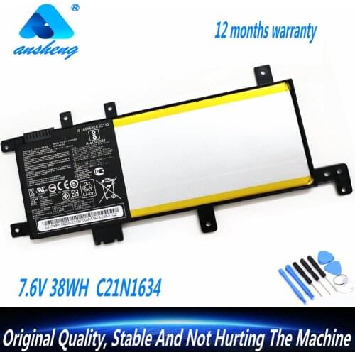 Genuine 7.6V 38WH C21N1634 Laptop Battery For Asus Vivobook R542UR R542UR-GQ378T FL5900L FL8000L X542U A580U X580U X580B V587U