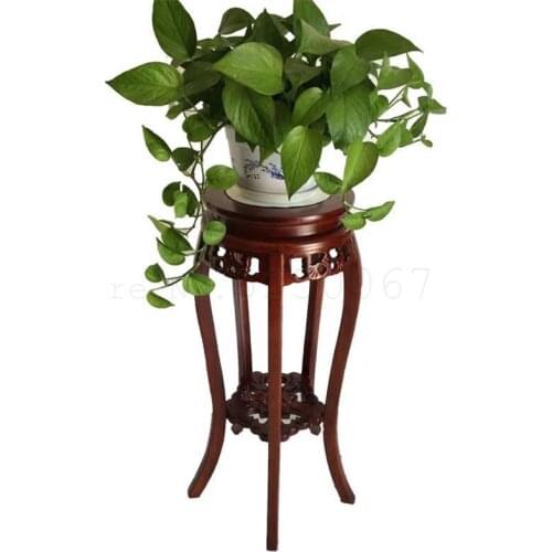 Solid wood flower stand mahogany elm green bonsai living room single European flower shelf indoor Chinese
