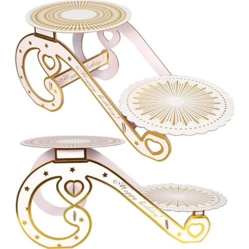 1pcs Golden Silver 2 Tier Cake Rack Tray Cake Cupcake Paper Stand for Wedding Decoration Kids Gift Party Decoration Supplies