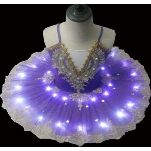 Professional ballet dancers male and female LED lights, bright fluorescent ballet skirt, performance clothing led