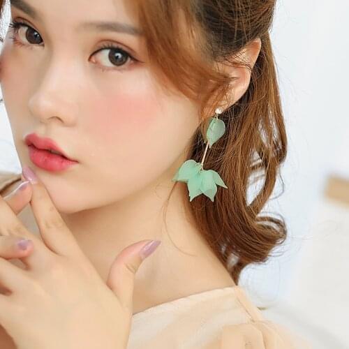 Factory direct sales Japanese and Korean fashion tassel su temperament flower earrings women matte petallong long ear nails cust