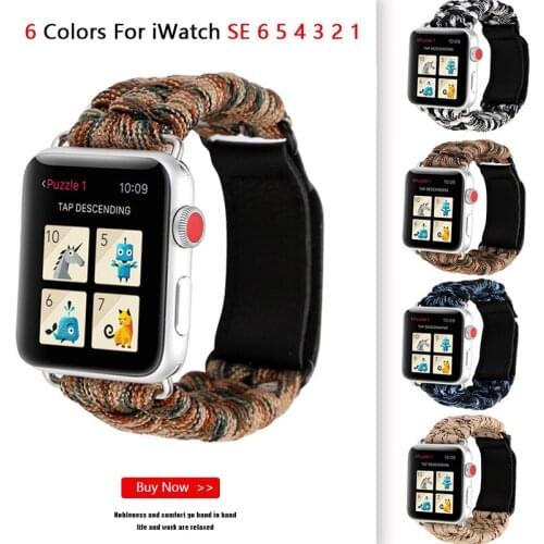 Outdoors Weave Strap For Apple Watch 6 Band iWatch Series SE 5 4 3 38mm 42mm Belt Bracelet Solo Loop Apple Watch Bands 44mm 40mm