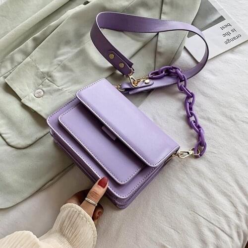 Retro Chain Design New Mini PU Leather Solid Color for Women 2021 Summer Lady Shoulder Handbag Female Fashion Cross Body Bag