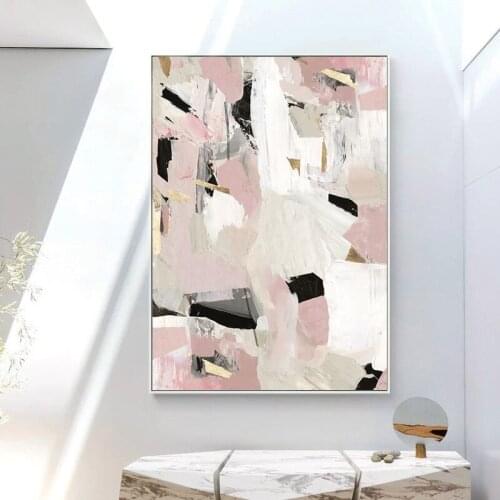 Blush Pink Canvas Painting Abstract Posters and Prints Modern Trendy Oil Painting on The Wall Art Pictures for Living Room Decor