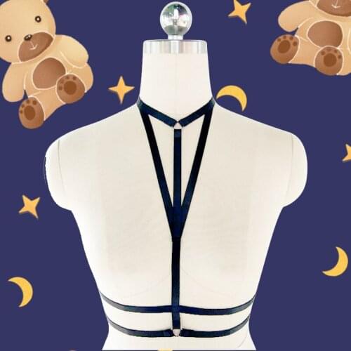 HANAERNES Girl Sexy Fashion sexy Women fetish cosply body harness pastel goth cage bra lingerie top ligas gothic harness