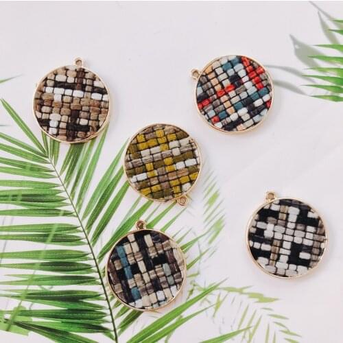 Alloy Round Pendant Necklace Charms DIY Material Jewelry Earring Accessories