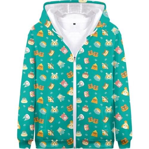 Animal Crossing Anime Comic Boys Girls Zip-Up Hoodie Sweatshirt Children 3D Print Harajuku Cartoon Anime Cosplay Custome Tops