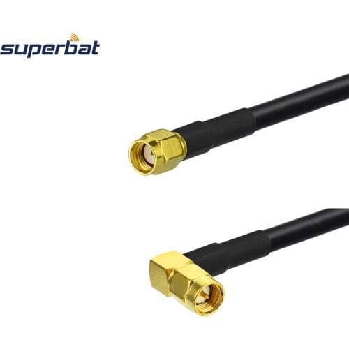 Superbat Universal Extension Cable SMA Plug Right Angle to RP-SMA Male (female pin) RG58 25cm Cable