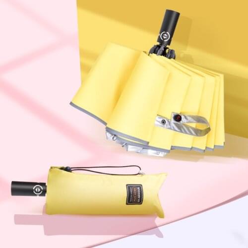 10 Ribs Windproof Womens Umbrella Male Man Automatic Folding Inverted Umbrella With Reflective Strip Rain Sun Reverse Umbrella