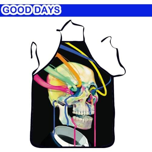 Human Skull Womens Funny Apron For Kitchen Beautiful Creativity Gift BBQ Apron Woman Men Funny Bar Party Apron Wedding Apron