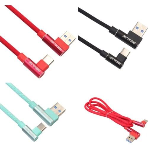 1M Dual Elbow 90 Degree Type-C USB Fast Charging Cable Connector Line Cord For US Charger Type To USB Adapter Cable Winder