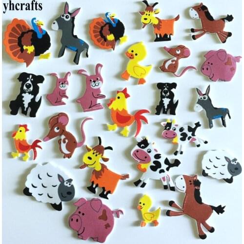 1bag/LOT.Livestock Farm animal foam stickers kindergarten crafts Activity items Kids room ornament Animals self learning toys