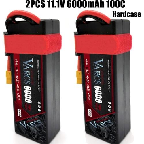2PCS VARCS RC Lipo Battery 3S 11.1V 6000mAh 100C/200C HardCase for RC 1/8 /10 Car Off-Road Buggy Truck Boats Drone Salash Parts