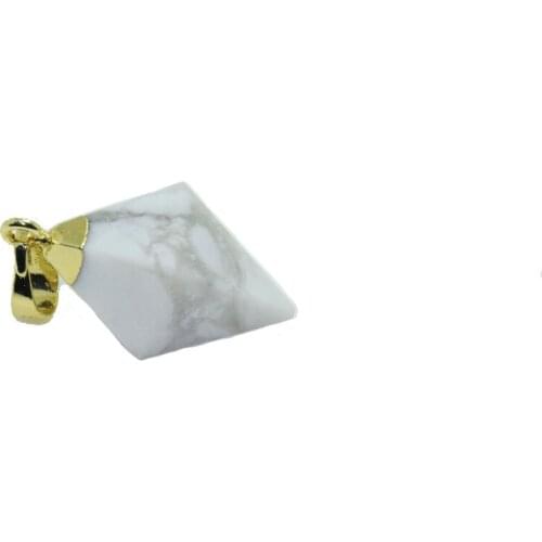 2018 Natural Marble White howlite pendant for chain necklace pyramid charm Pendant square stone pendant for women accessories