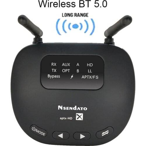 3 In 1 Bluetooth 5.0 Transmitter Receiver Long Range 3.5mm Wireless Audio Adapter for TV Headphone aptX LL/HD Low Latency RCA