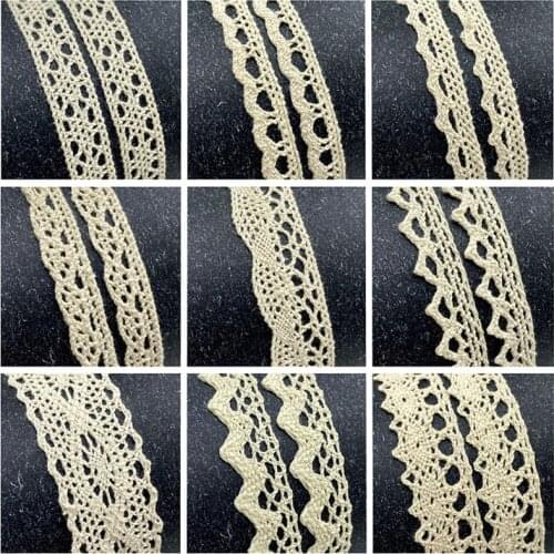 3Yards/lot Apparel Sewing Fabric Ivory Cream Trim Cotton Crocheted Lace Fabric Ribbon Handmade Accessori