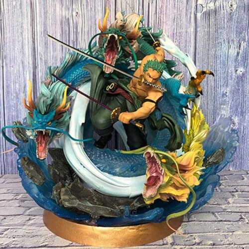 40cm New One Piece Roronoa Zoro Thousand World Tornado Battle Form Statue PVC Action Figure Collectible Model Toy Gift
