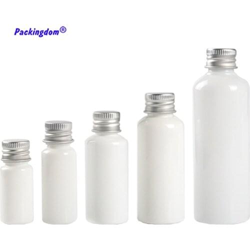 50pcs Cosmetic Container Plastic Bottle Aluminum Cap Refill White Empty Packaging Round Lotion Tube 10ml 20ml 30ml 50ml 100ml
