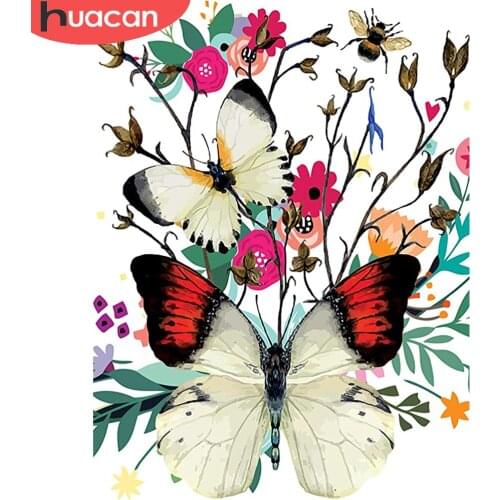 HUACAN Diy Diamond Painting Butterfly Mosaic Flower Animal Full Square/round Embroidery Floral Wall Decor Crystal Diamond Art