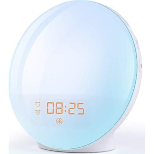 Alarm Clock Wake Up Light Digital Snooze Nature Night Lamp Clock Sunrise Colorful Light With Nature Sounds FM Radios