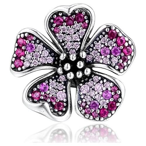 CKK Bead Charm Sterling Silver 925 Charms Original Big Peach Blossom Beads Fits Pandora Bracelet Jewelry Making kralen perle