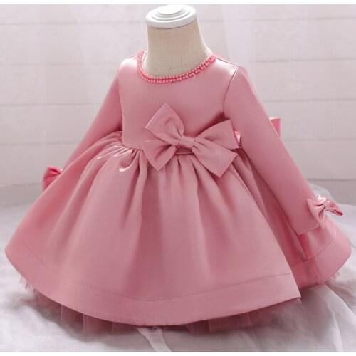 2021 Baby Girls Dress Princess Poncho Bow Long Sleeve Dress Childrens Wedding Performance Princess 1st Birthday Party Dress