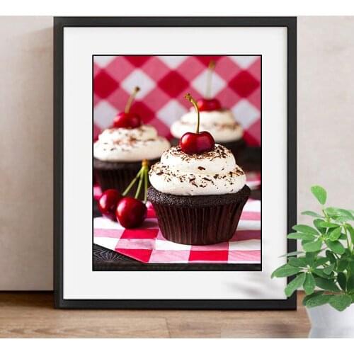 DIY Diamond Painting Cake Cross Stitch Mosaic Diamond Embroidery Cherry Decoration Full Square/Round Drill