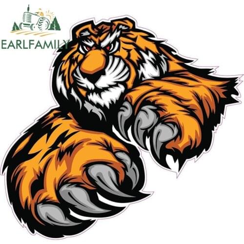 EARLFAMILY 13cm x 11.2cm Clawing Tiger Car Sticker 3D Vinyl Decal Laptop Travel Bumper Waterproof Car Accessories