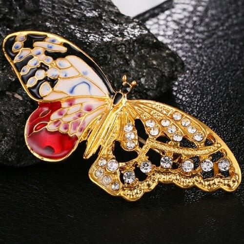 Enamel Rhinestone Hollow Butterfly Brooches Men And Womens Metal Insects Banquet Wedding Brooch Gifts