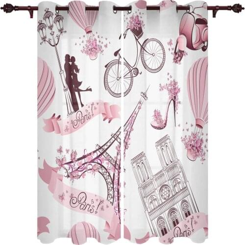 Eiffel Tower High Heels Flower Kids Bedroom Curtains for Living Room Window Curtain Bedroom Kitchen Gazebos Valance Room Divider