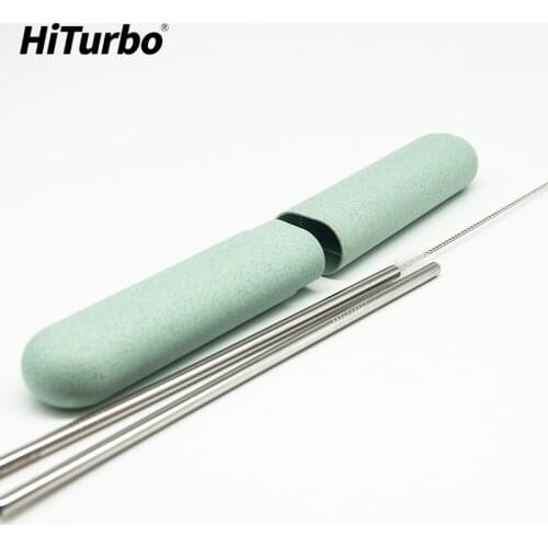 Hiturbo stainless steel drinking straw Food Grade Eco-Friendly 304 stainless steel non-disposable drinking straw with brush