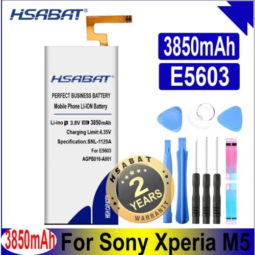 HSABAT 3850mAh AGPB016-A001 Li-Polymer For Sony Xperia M5 Battery M 5 E5603 E5606 E5653 E5633 E5643 E5663 E5603 E5606