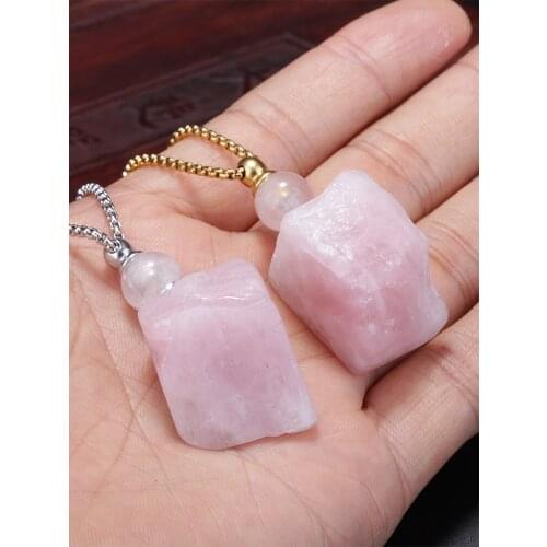 KEJIALAI Natural Semi Perious Stone Two Color Chain Perfume Bottle Pendant Necklace Gift For Unisex