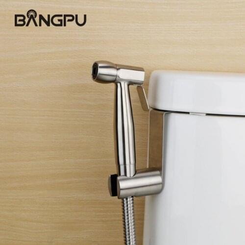 BANGPU Handheld Toilet Bidet Sprayer Set Kit Stainless Steel Bathroom Bidet Shower Sprayer Brushed Nickel Bidet Bathroom Faucet