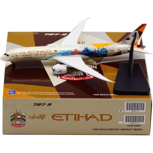Diecast 1/400 Scale B787-9 A6-BLC ETIHAD Airline American Ver Airplane Toy Aircraft Alloy Plane with Landing Gear Model
