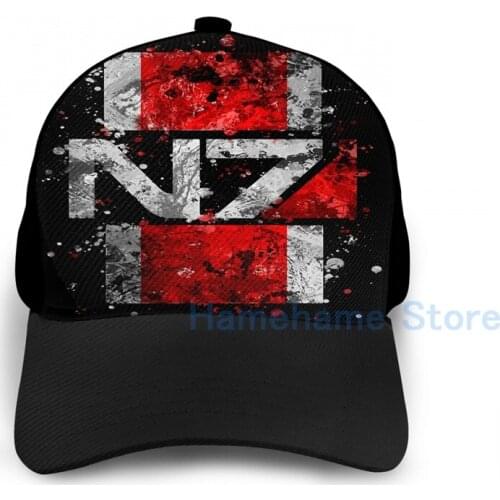 Fashion Mass Effect N7 Splatter Basketball Cap men women Graphic print black Unisex adult hat