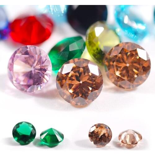 Multi Size 4/5/6mm Colorful Artificial Cubic Zirconia Stone 50pcs AAA Round Cut Loose CZ Jewelry Art Design Rhinestones
