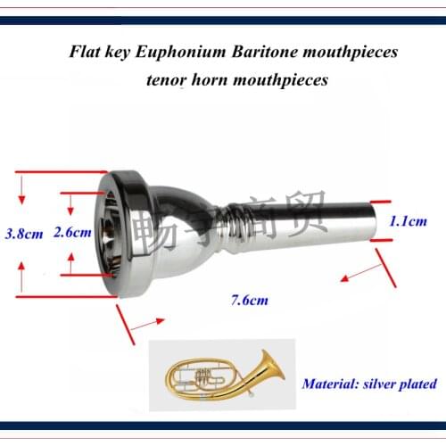 3 Flat key Euphonium Baritone mouthpieces tenor horn mouthpieces parts Material of copper silvering mouthpiece