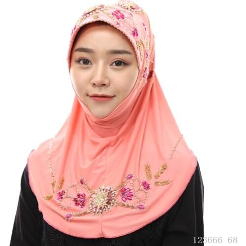 2019 New Abaya Dubai Bonnet Hijab Muslim Hijab Caps Beaded Turban Malaysian Turkish Scarves Instant Hijabs Islamic Products Caps