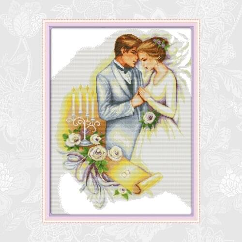 Wedding DIY Handmade Cross Stitch Kits 14CT Counted Fabric 11CT Printed Canvas DMC Embroidery Thread Set Cross Stitch Needlework