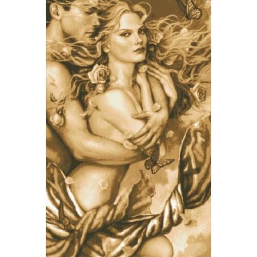 Romantic Nostalgic Love Man Woman Embrace Top Quality Embroidery Needlework 14CT Unprinted Cross Stitch Kits DIY Handmade Decor