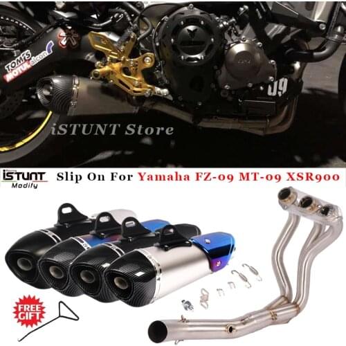 MT09 Escape Full System Exhaust Muffler Front Link Pipe Motorcycle Slip On For Yamaha xsr 900 FZ-09 MT-09 MT09 2014-2020