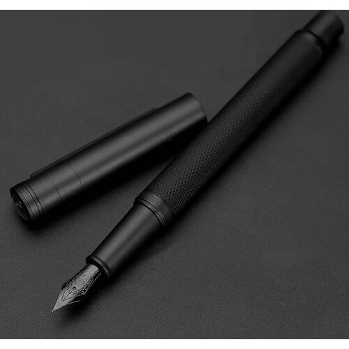 Luxury Fountain Pen 0.5mm Black F Nib Converter Pen Steel Ink Pens Simple Business Signing Pen Writing Pens Office Stationery