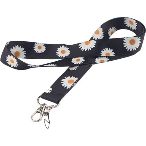 Nice Daisy Flower Printed Lanyards For Keys Phone ID Card Badge Holders Neck Strap Key Hanging Rope Keychains Lanyard Rope