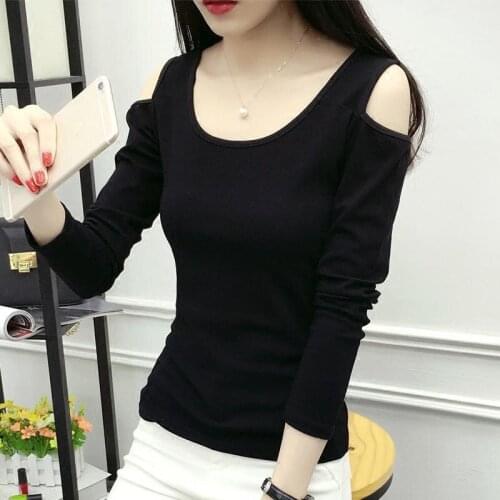 Spring, Autumn New Sexy Bottomed Shirt Long Sleeved T-shirt Pure Cotton Bottomed Shirt Women Clothing Womens Tops And Blouses