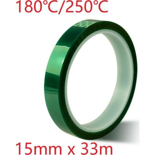 15mm x 33m Green PET Film Tape High Temperature Heat Resistant PCB Solder SMT Plating Shield Spray Paint Insulation Protection