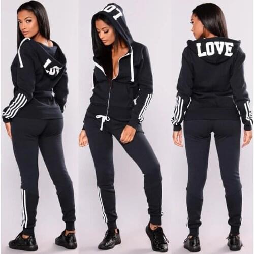 Autumen Two Piece Set Tracksuits Women Sets Love Print Hoodie Jacket Pants Sweatshirt Set Female Sports Suit for Women Clothing