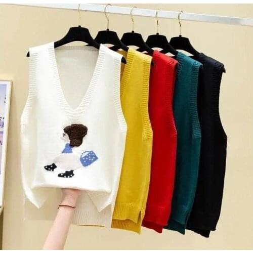 Autumn and winter clothing new fashion temperament ladies V-neck sleeveless knitted vest Korean pullover sweater casual