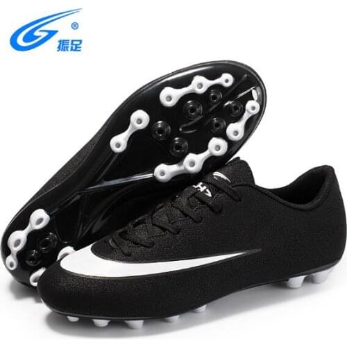 ZHENZU inkjet department youth low-cut football shoes matte bright crystal PU football shoes, boys and girls AG nail football game special shoes wear-resistant rubber broken nail training bottom shoes