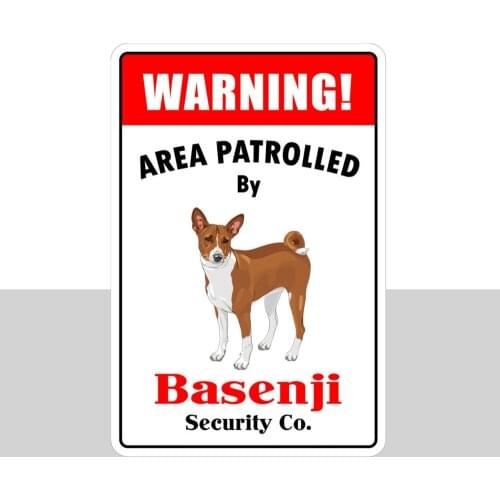 Warning Area Patrolled By Basenji 8X12 Metal Novelty Sign Metal Decor